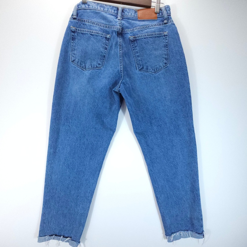 Lucky Brand Drew Mom Jeans Womens 6/28 Blue Vintage High Rise Raw Hem Straight - Picture 2 of 12